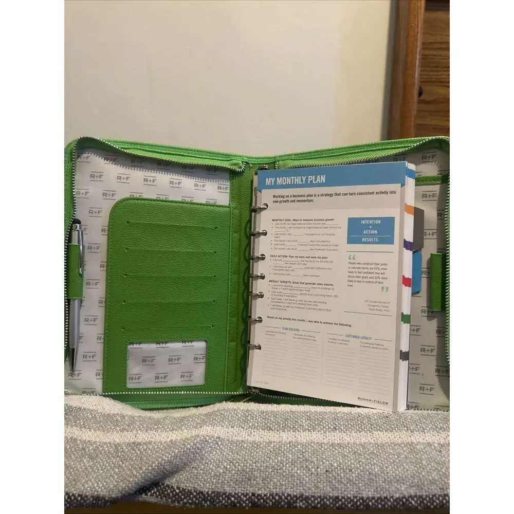 Rodan + Fields Green Leather Planner Organizer Used